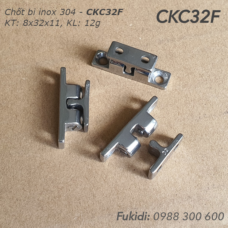 Chốt bi kẹp cánh cửa inox 304, KT 8x32x11mm - CKC32F