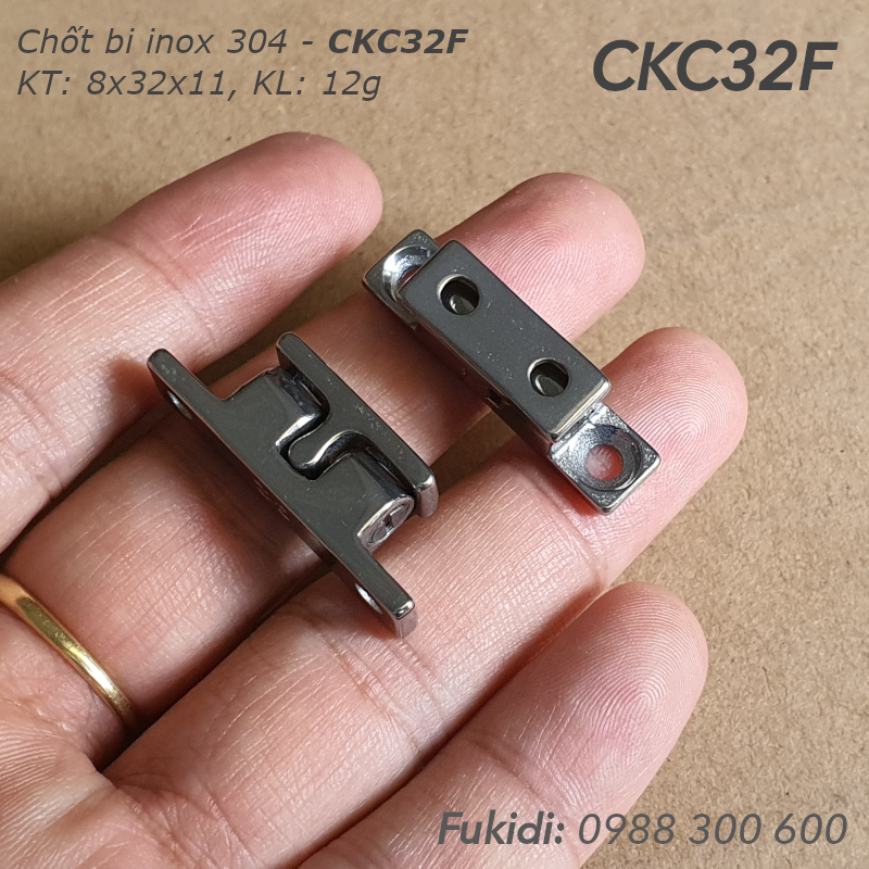 Chốt bi kẹp cánh cửa inox 304, KT 8x32x11mm - CKC32F