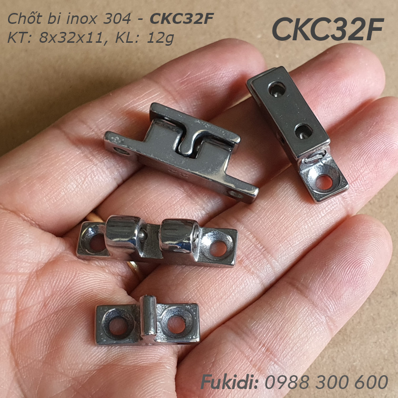Chốt bi kẹp cánh cửa inox 304, KT 8x32x11mm - CKC32F