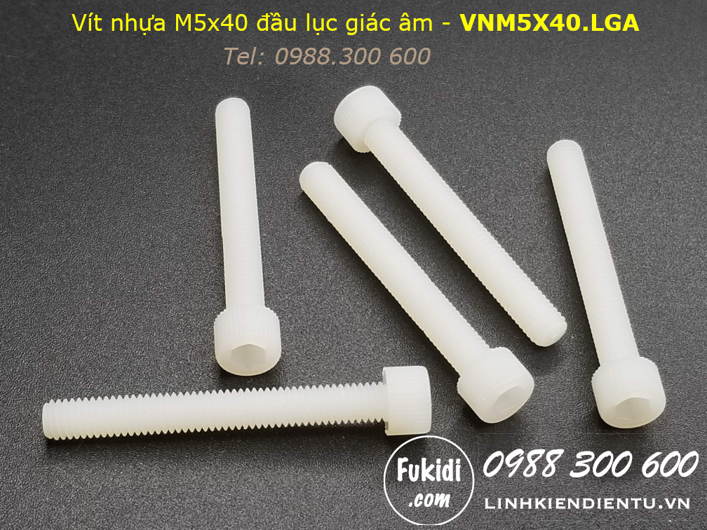 Vít nhựa M5 đầu lục giác âm dài 40mm M5x40mm - VNM5x40.LGA