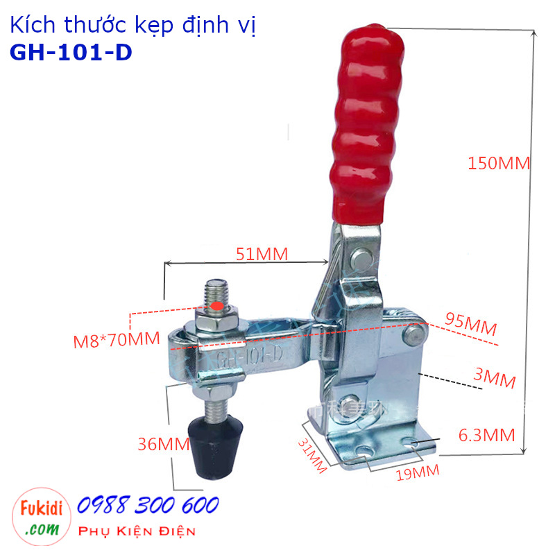 Chi tiết kích thước của kẹp định vị GH-101-DSS