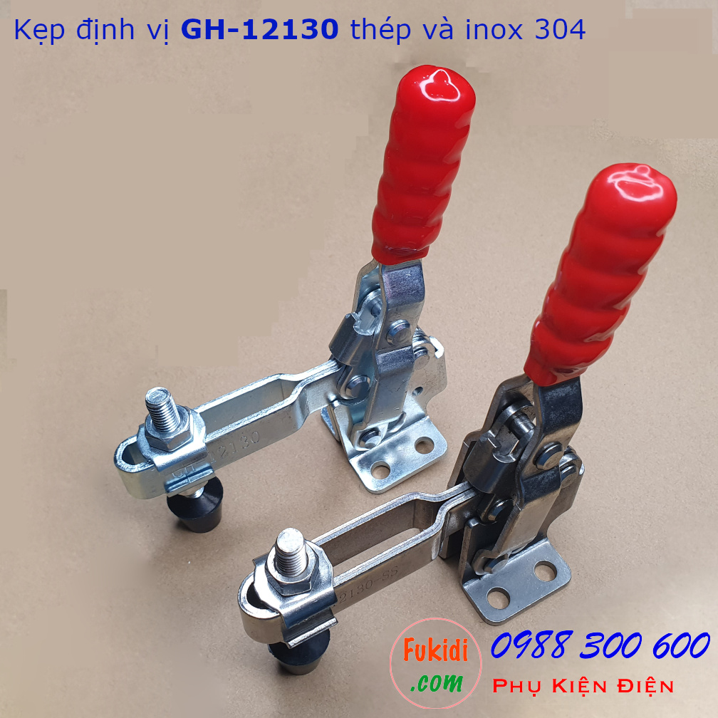 Kẹp định vị GH-12130 thép mạ kẽm, lực giữ 227kg, tay cầm dài 148mm - GH12130