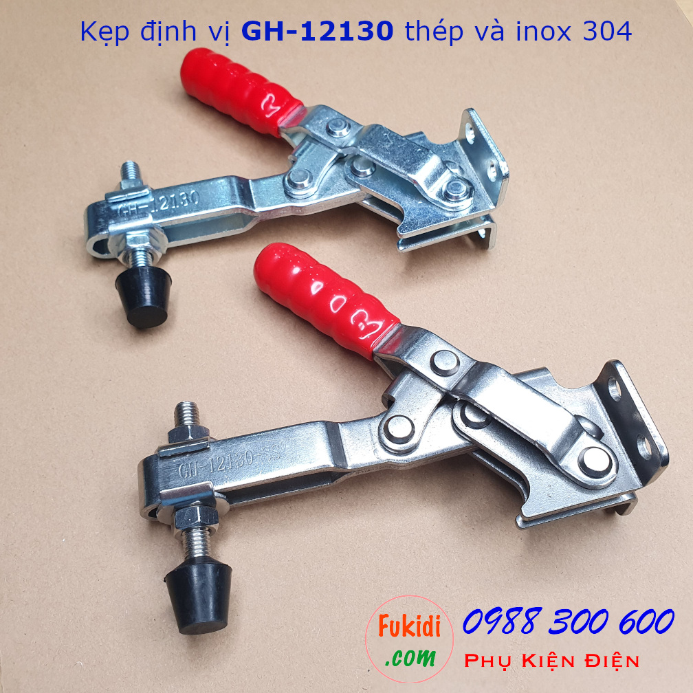 Kẹp định vị GH-12130 thép mạ kẽm, lực giữ 227kg, tay cầm dài 148mm - GH12130