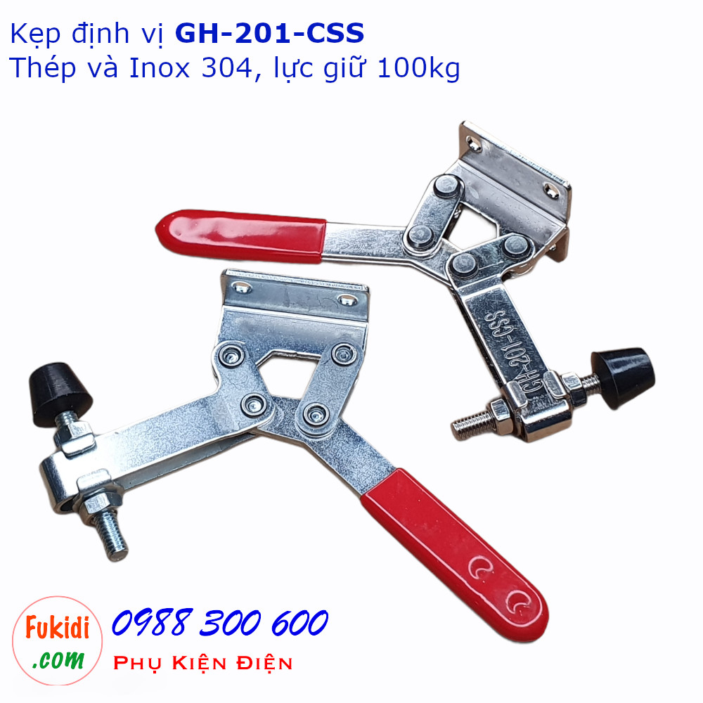 Kẹp định vị GH-201-CSS inox 304, lực giữ 100kg, chiều dài 148mm - GH201CSS