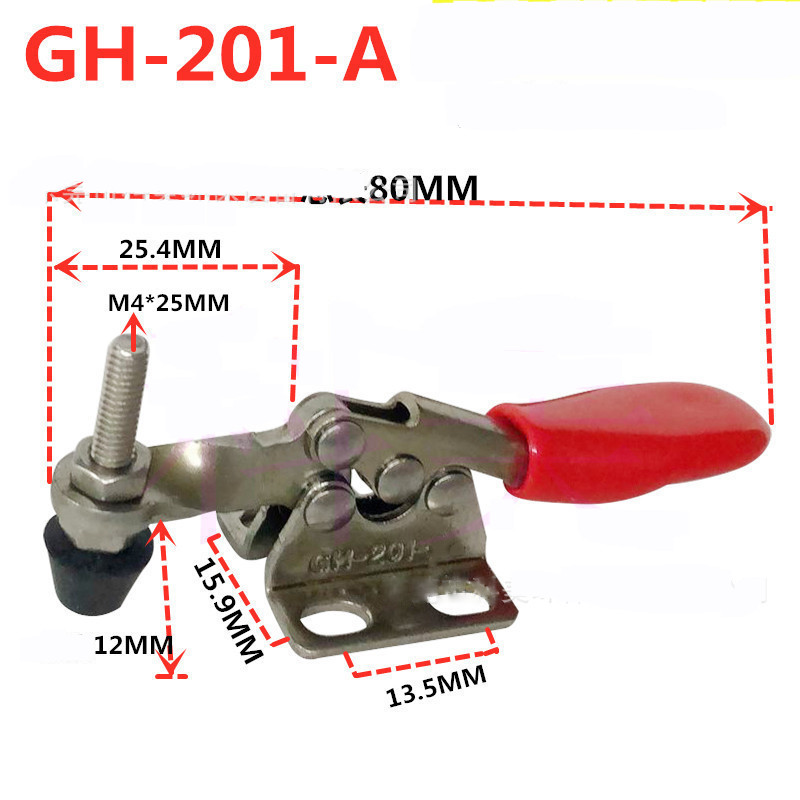 Kẹp định vị GH-201-ASS inox 304, lực giữ 27kg, chiều dài 80mm - GH201ASS