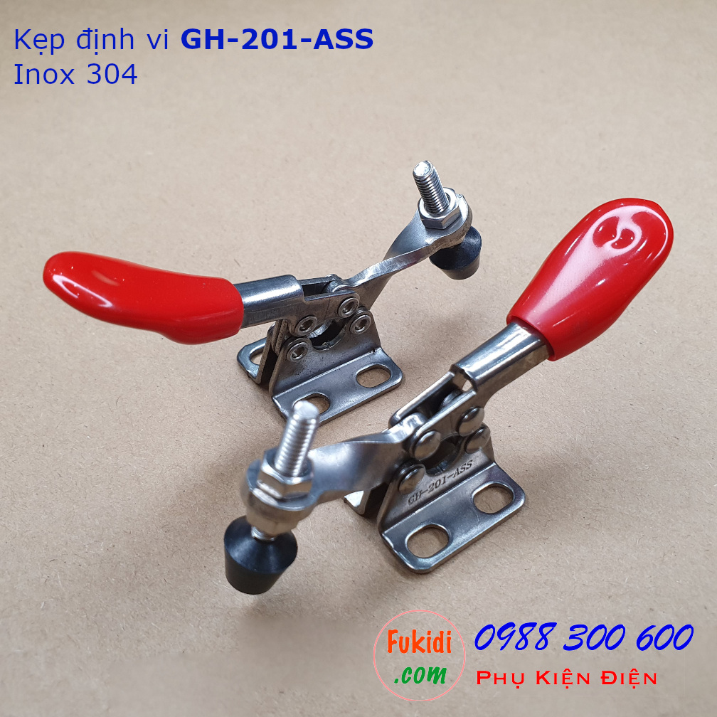 Kẹp định vị GH-201-ASS inox 304, lực giữ 27kg, chiều dài 80mm - GH201ASS