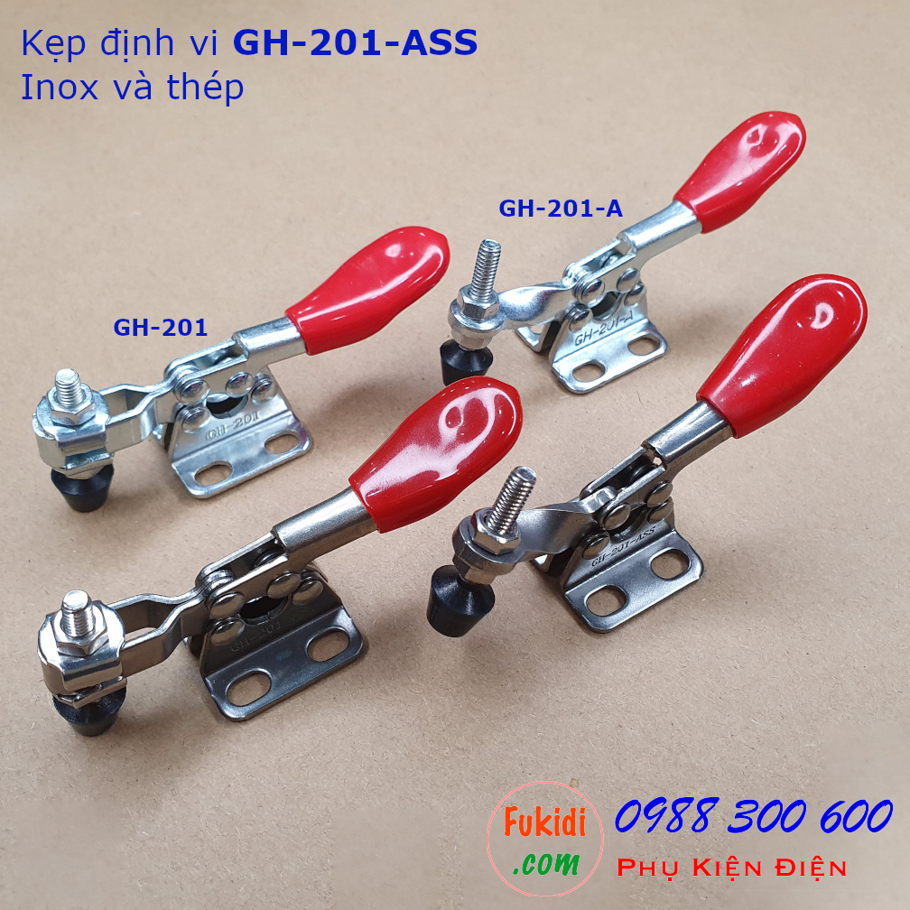 Kẹp định vị GH-201-SS inox 304, lực giữ 27kg, chiều dài 80mm - GH201SS