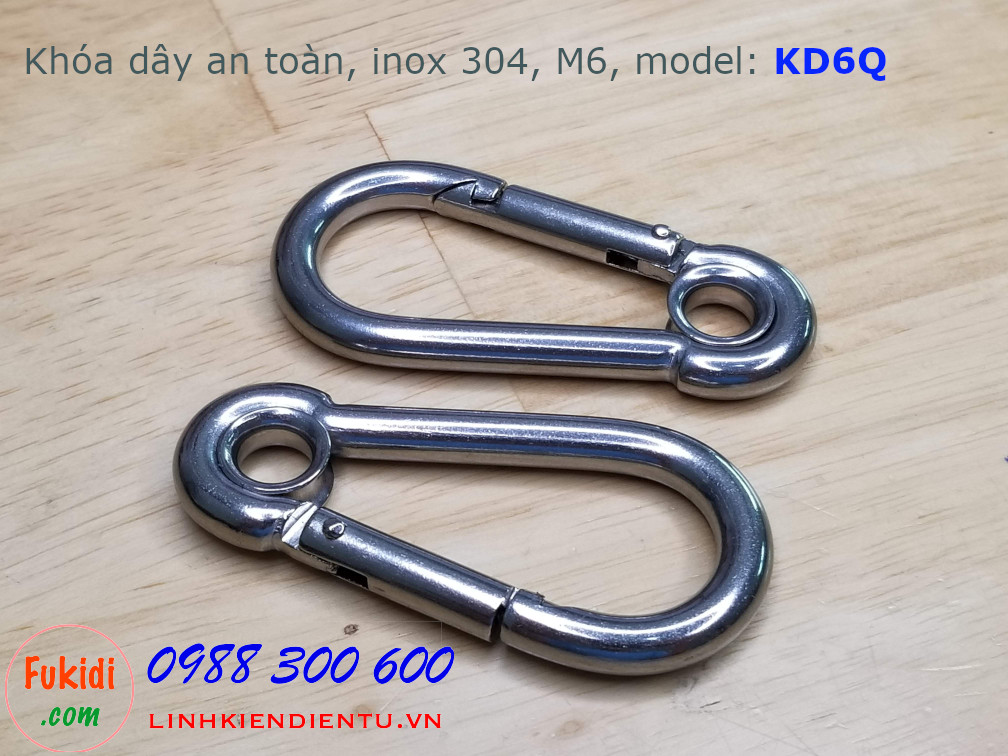 Móc khóa dây xích, khóa dây an toàn M6, inox 304, model: KD6Q