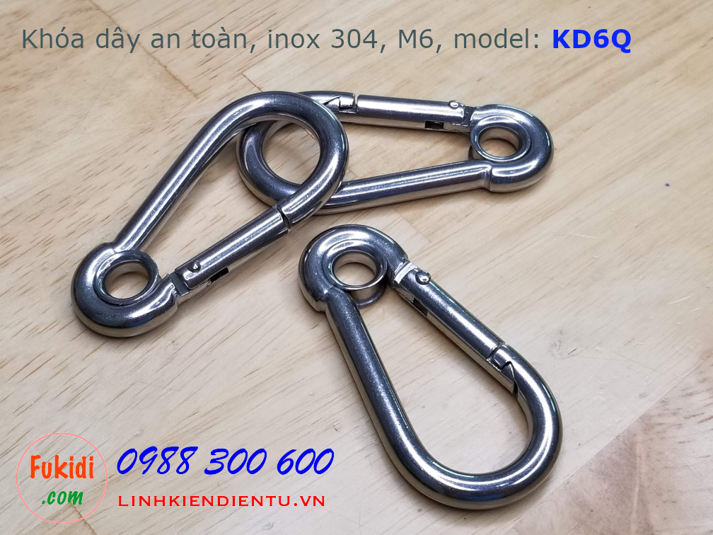 Móc khóa dây xích, khóa dây an toàn M6, inox 304, model: KD6Q