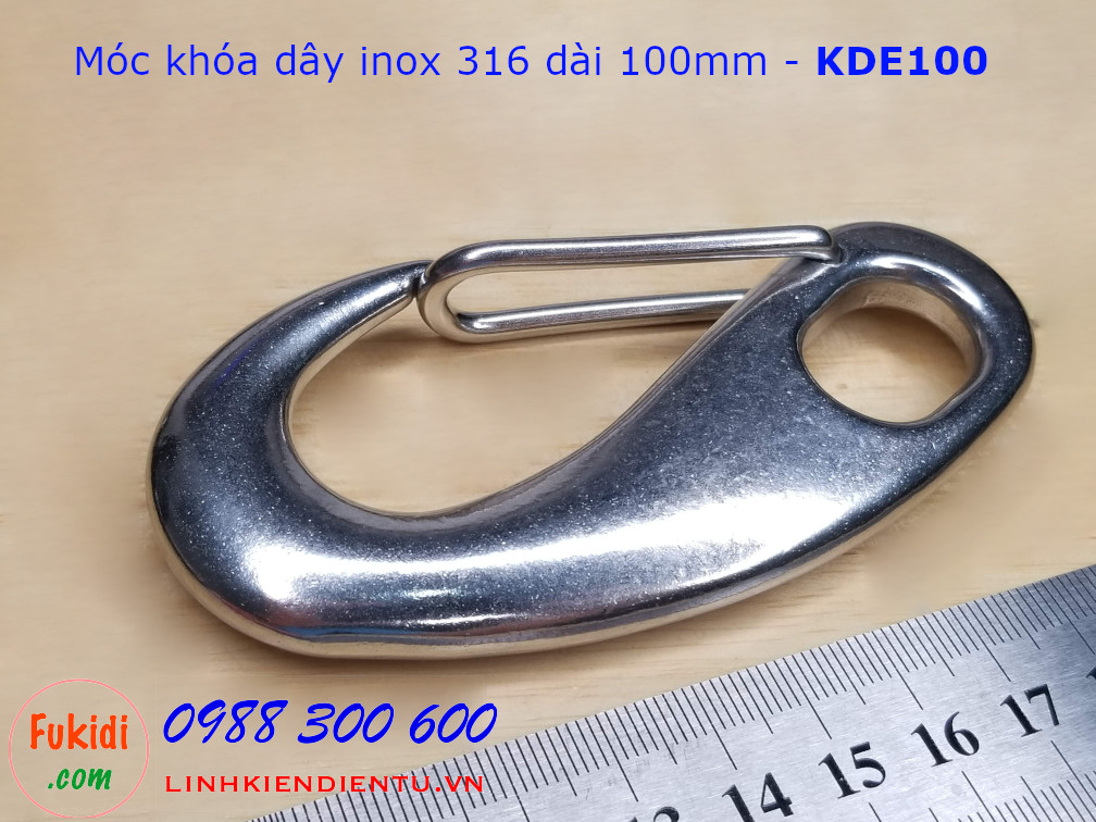 Móc khóa dây inox 316 hình ovan dài 100mm - KDE100