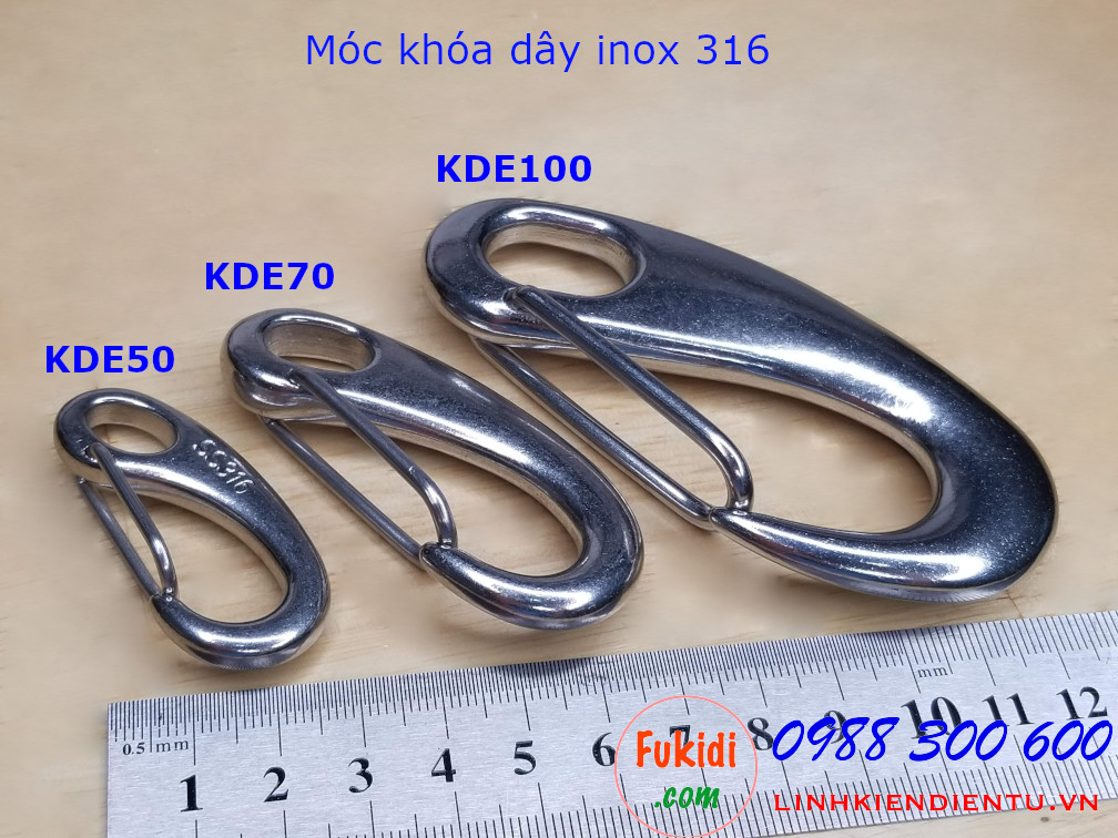 Móc khóa dây inox 316 hình ovan dài 70mm - KDE70