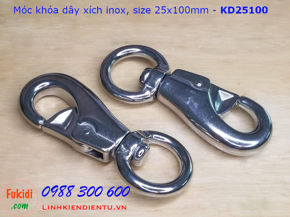 Móc khóa dây xích, dây an toàn inox 304 kích thước 25x100mm - KD25100