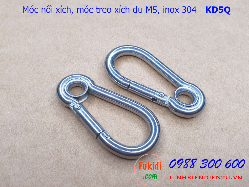 Móc nối xích, móc treo xích đu inox 304 size M5 tải 100kg - KD5Q