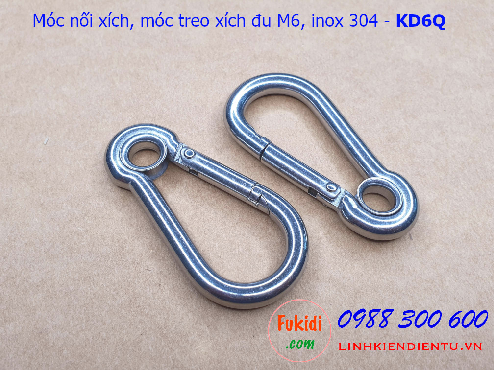 Móc khóa dây xích, khóa dây an toàn M6, inox 304, model: KD6Q