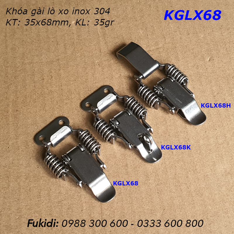 Khóa gài hộp gỗ, khóa mỏ vịt lò xo, inox 304 KT 36x68 - KGLX68