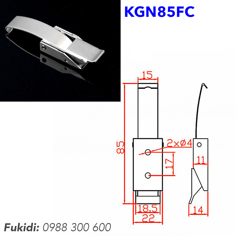 Khóa gài nhanh inox 304 dạng chữ C, KT 22x85mm - KGN85FC