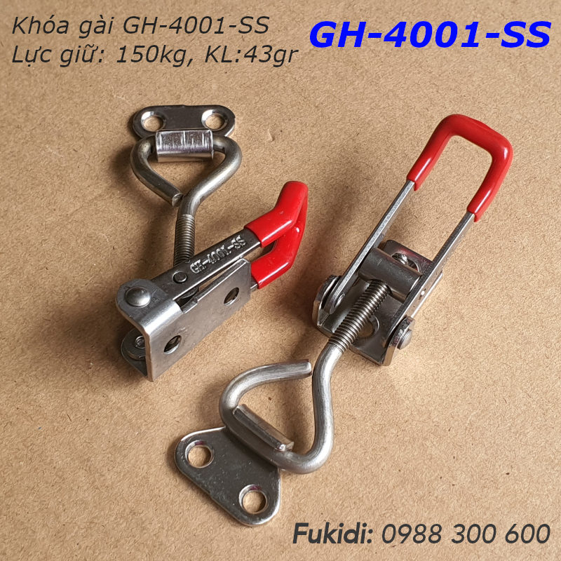 Khóa gài nhanh hay cam kẹp inox 304, dài 90mm lực giữ 150kg - GH-4001-SS