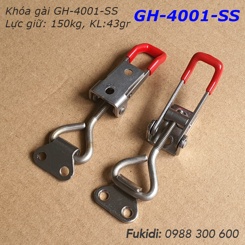 Khóa gài nhanh hay cam kẹp inox 304, dài 90mm lực giữ 150kg - GH-4001-SS