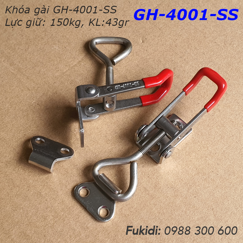 Khóa gài nhanh hay cam kẹp inox 304, dài 90mm lực giữ 150kg - GH-4001-SS