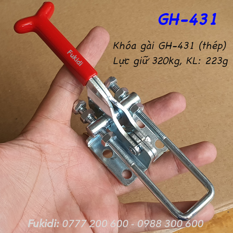 Khóa gài nhanh GH-431, thép mạ kẽm, lực giữ 320kg, dài 175mm