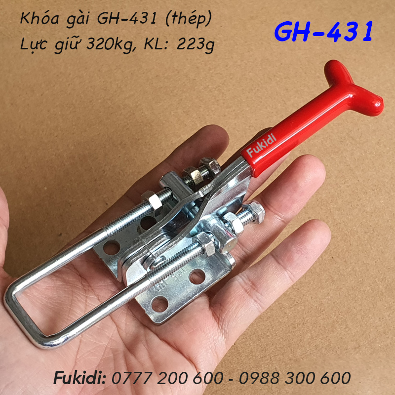 Khóa gài nhanh GH-431, thép mạ kẽm, lực giữ 320kg, dài 175mm
