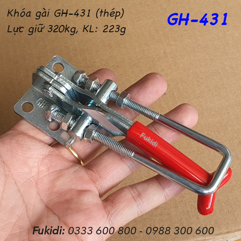 Khóa gài nhanh GH-431, thép mạ kẽm, lực giữ 320kg, dài 175mm