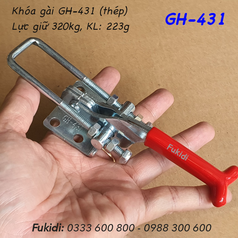 Khóa gài nhanh GH-431, thép mạ kẽm, lực giữ 320kg, dài 175mm
