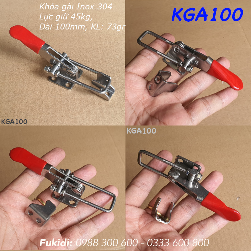 Khóa gài nhanh Inox 304, KT 30x100mm, lực giữ 45kg, KL 73gr - KGA100