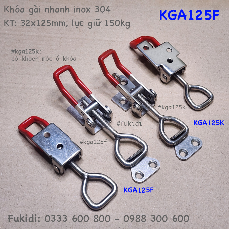 Khóa gài inox 304, KT: 32x125mm, lực giữ 150kg - KGA125F