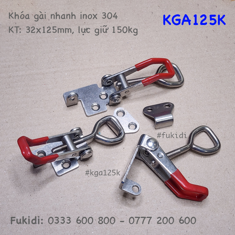 Khóa gài inox 304 có móc khóa, KT: 32x125mm, lực giữ 150kg - KGA125K