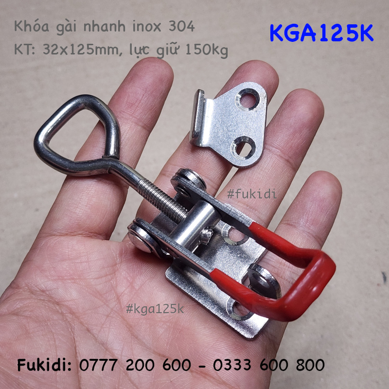 Khóa gài inox 304 có móc khóa, KT: 32x125mm, lực giữ 150kg - KGA125K