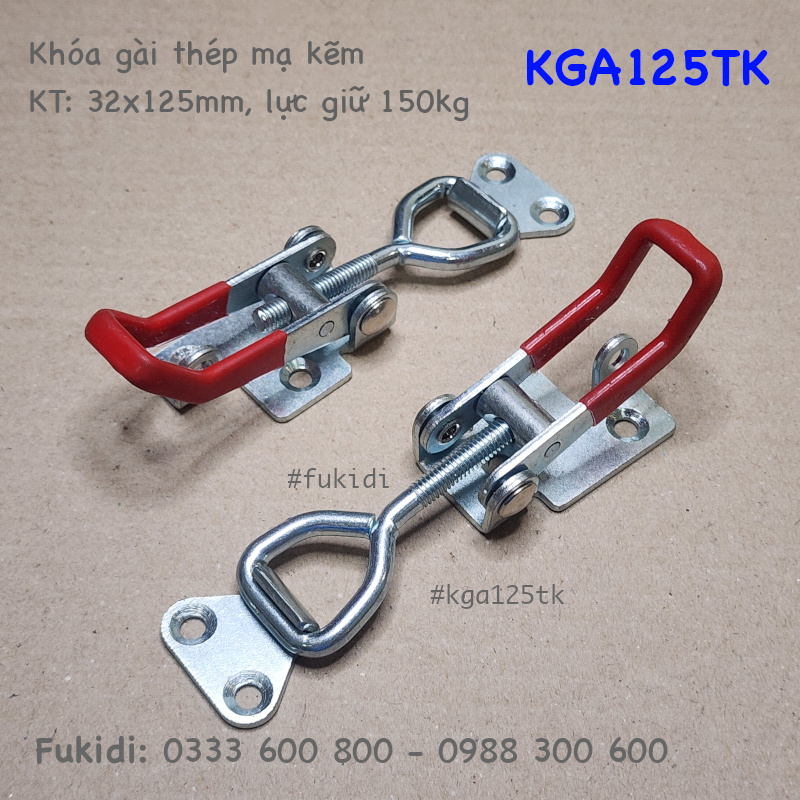 Khóa gài thép mạ kẽm có khoen khóa, KT: 32x125mm - KGA125TK