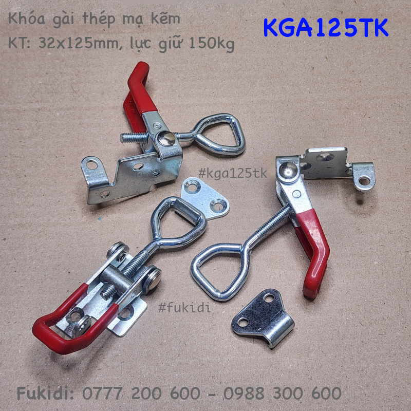 Khóa gài thép mạ kẽm có khoen khóa, KT: 32x125mm - KGA125TK