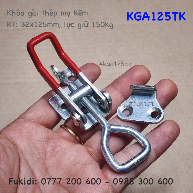 Khóa gài thép mạ kẽm có khoen khóa, KT: 32x125mm - KGA125TK