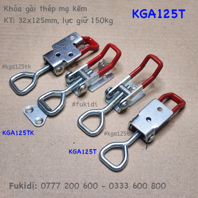 Khóa gài thép mạ kẽm có khoen khóa, KT: 32x125mm - KGA125TK