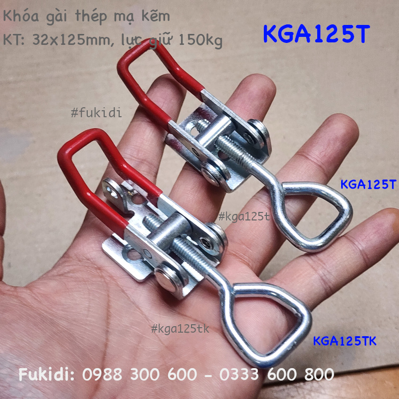 Khóa gài thép mạ kẽm có khoen khóa, KT: 32x125mm - KGA125TK