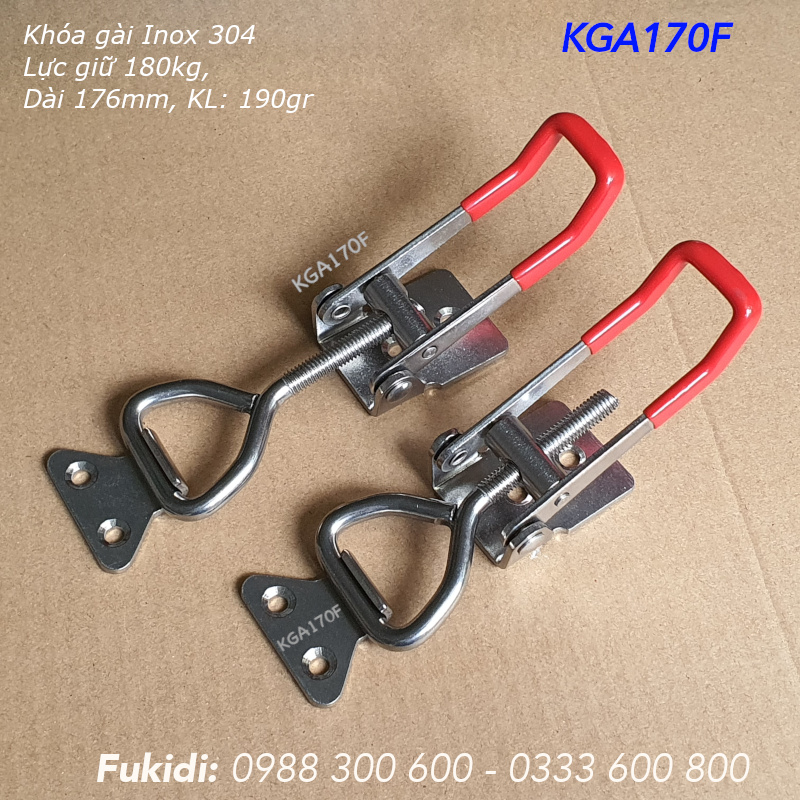 Khóa gài nhanh Inox 304, KT 40x190mm, lực giữ 180kg, KL 190gr - KGA170F