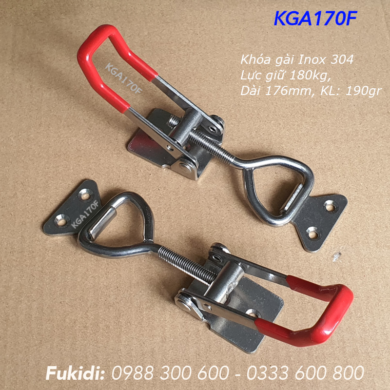 Khóa gài nhanh Inox 304, KT 40x190mm, lực giữ 180kg, KL 190gr - KGA170F