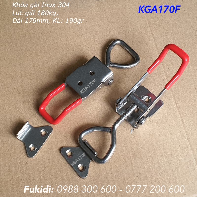 Khóa gài nhanh Inox 304, KT 40x190mm, lực giữ 180kg, KL 190gr - KGA170F