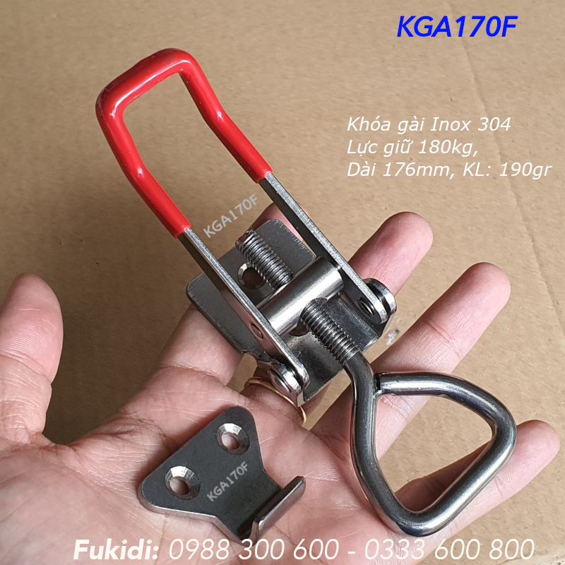 Khóa gài nhanh Inox 304, KT 40x190mm, lực giữ 180kg, KL 190gr - KGA170F