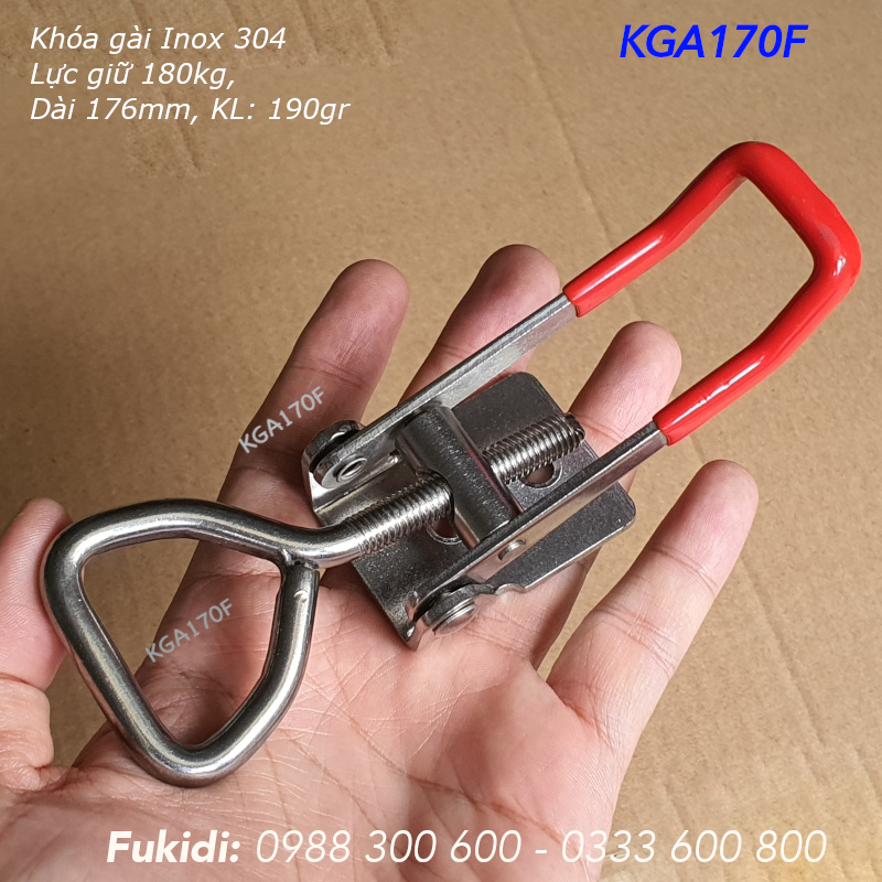 Khóa gài nhanh Inox 304, KT 40x190mm, lực giữ 180kg, KL 190gr - KGA170F