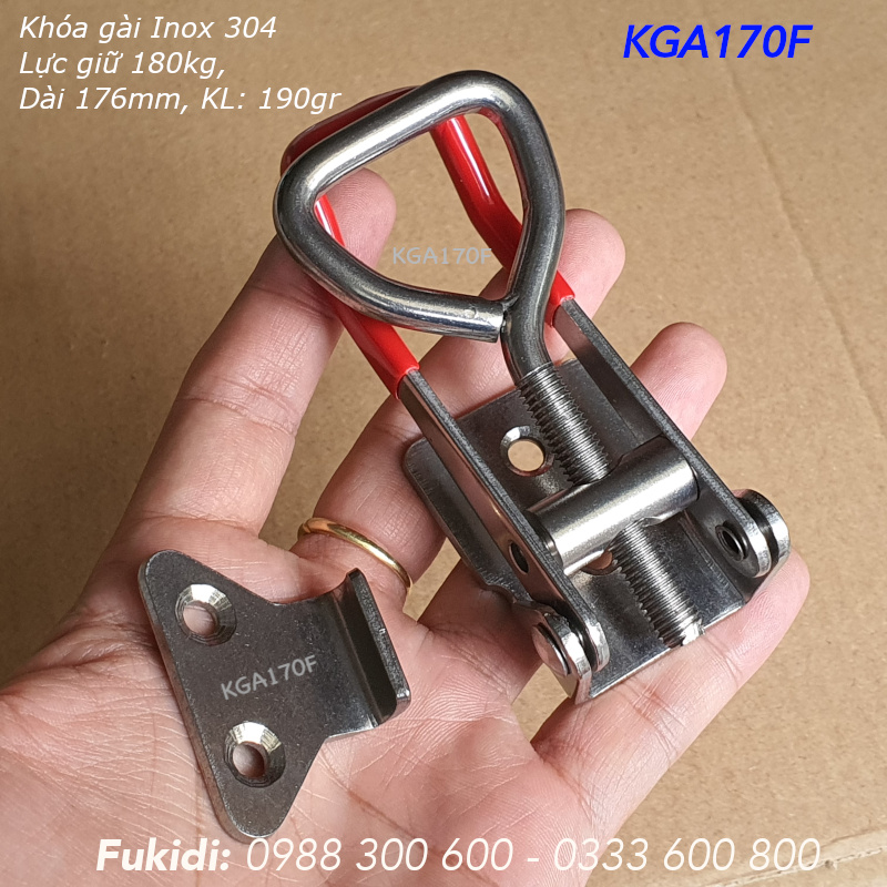 Khóa gài nhanh Inox 304, KT 40x190mm, lực giữ 180kg, KL 190gr - KGA170F
