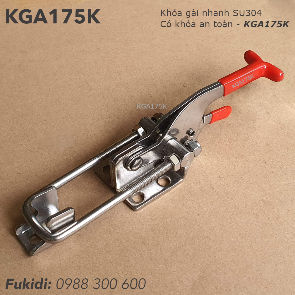 Khóa gài nhanh inox 304 dài 175mm, có khóa an toàn - KGA175K