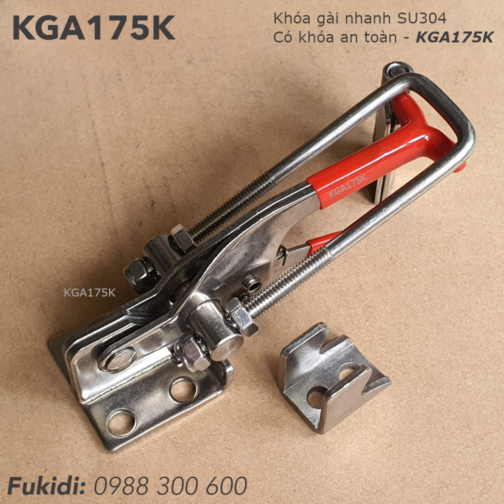 Khóa gài nhanh inox 304 dài 175mm, có khóa an toàn - KGA175K