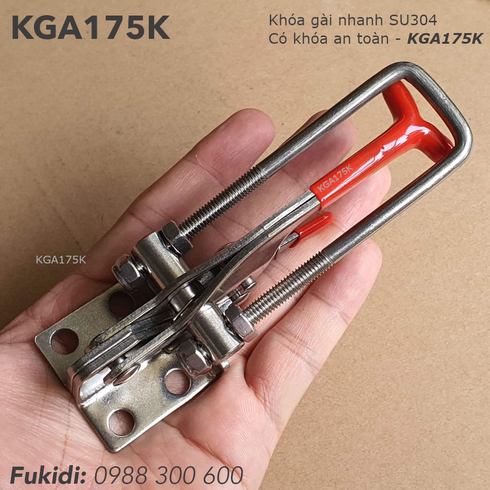 Khóa gài nhanh inox 304 dài 175mm, có khóa an toàn - KGA175K