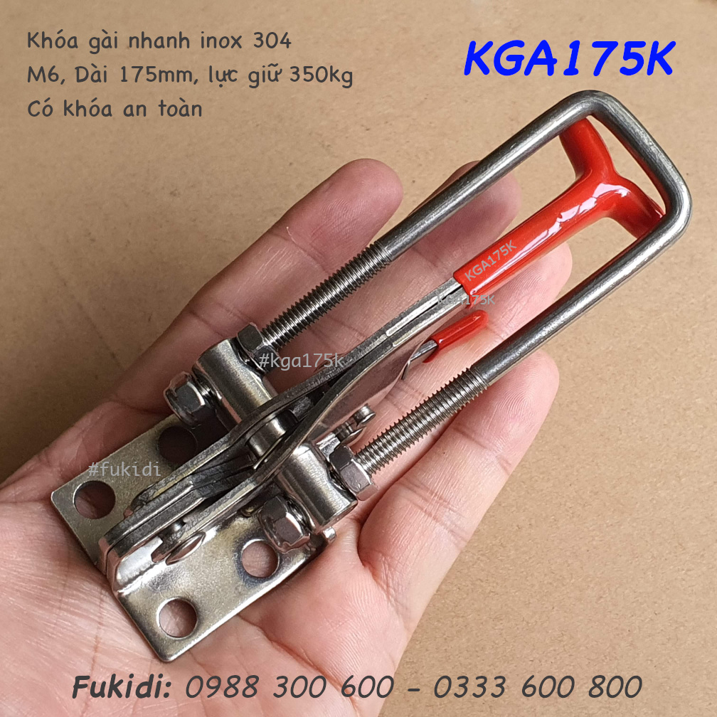 Khóa gài nhanh inox 304 dài 175mm, có khóa an toàn - KGA175K