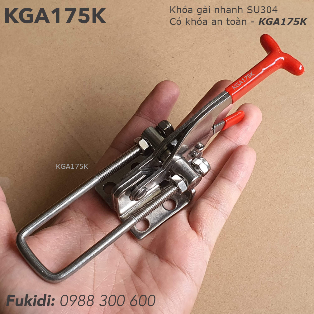 Hính ảnh thông thể khóa gài nhanh inox 304 dài 175mm, có khóa an toàn - KGA175K