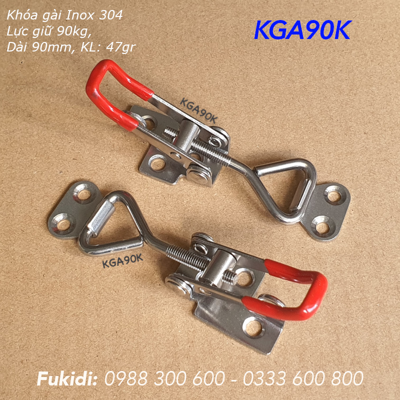 Khóa gài nhanh inox 304, KT 18x90mm, lực giữ 90kg, KL 47gr - KGA90K
