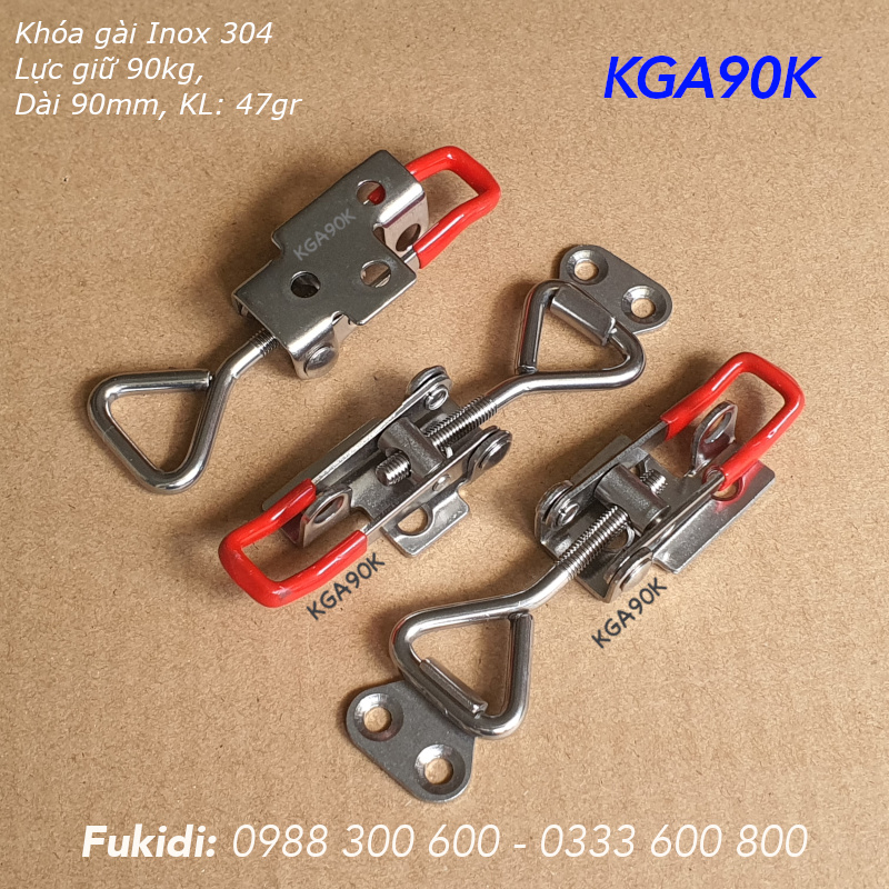 Khóa gài nhanh inox 304, KT 18x90mm, lực giữ 90kg, KL 47gr - KGA90K