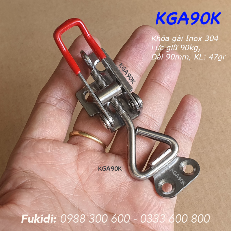Khóa gài nhanh inox 304, KT 18x90mm, lực giữ 90kg, KL 47gr - KGA90K
